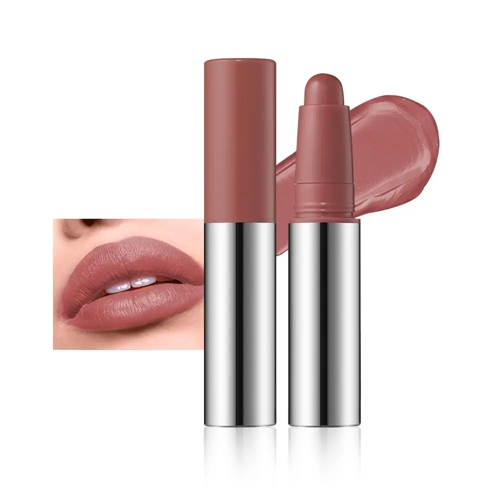 Brown Matte Lipstick Crayon – Waterproof Long Lasting Lip Liner Pencil, High Pigment Creamy Velvet Lipstick, Non-Drying Lip Color for Women