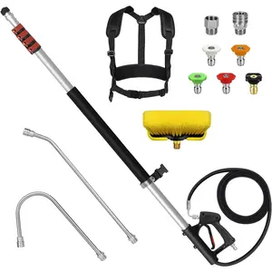 24FT Telescoping  Washer Wand Kit - Extension Pole, Gutter Cleaner, Brush & 5 Nozzles for Roof, Deck, , Sidings