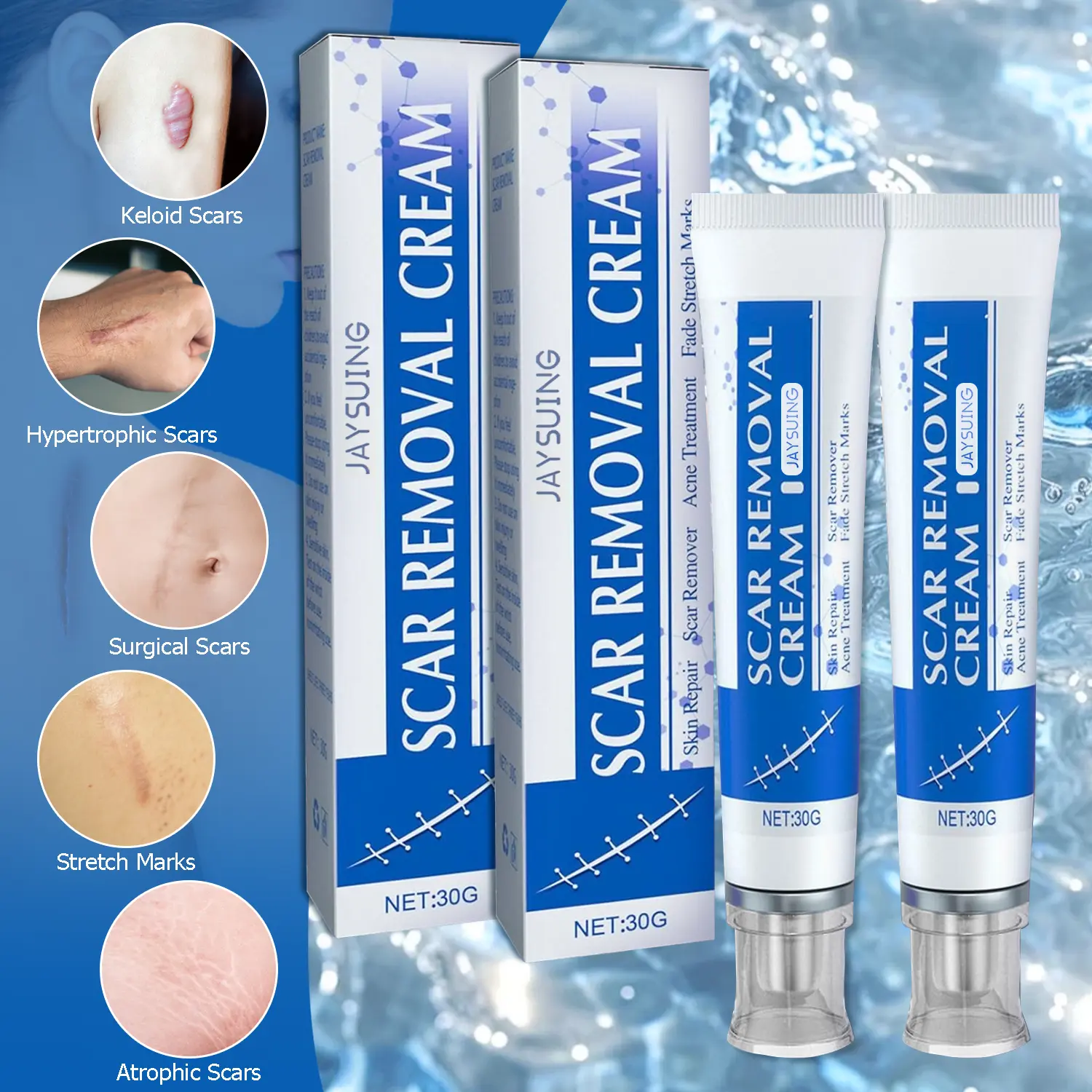 Advanced Silicone Scar Treatment Pack (30g) - Daily Beauty & Personal Care for Adults, Targets Face & Body Scars, Acne Scar Remover, Scar Soothing Cream