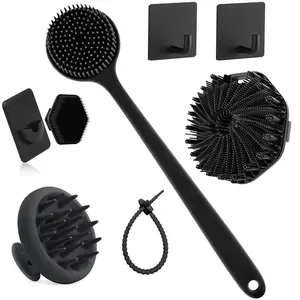 8-Piece Silicone Body Brush Set, Non-Electric Handheld Brushes, Soft Bristles, Anti-Slip Handle, Cleaning and Massage Tools, Bath Accessories, Body Brush For Showering