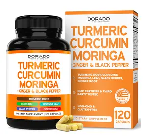 Turmeric Curcumin 3000mg Equivalent Supplement with Black Pepper, Ginger & Moringa – Herbal Capsules, 120 Count – Non-GMO, Gluten Free, Third Party Tested, Made in USA