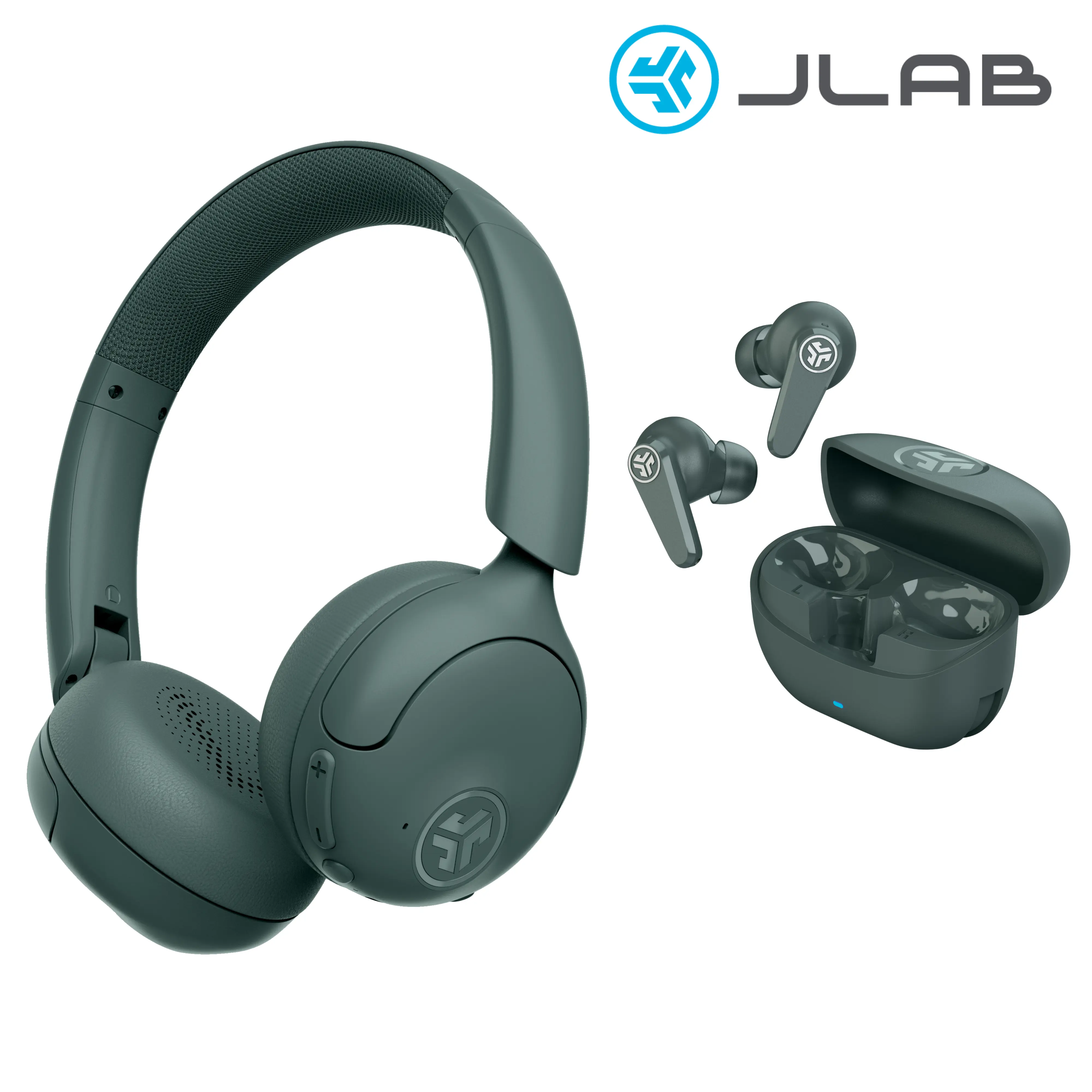 JLab Go Lux ANC Over Ear Headphones + Go Pods ANC True Wireless Earbuds Bundle - Hybrid Noise Canceling Bluetooth 70Hr Playtime IP55 Spatial Audio