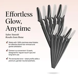 12pcs Dermaplaning Tool - dermaplane Stainless Steel Razor For Women Face Multipurpose Eyebrow Razor & Face Shaver For Women With Precision Covers Dermaplane,Makeup,Cheap,Room Decor,Vanity,Travel,Bedroom,Makeup Accessories,Eyebrow Razor