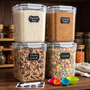 4 Pack Airtight Food Storage Containers Large Flour Sugar Rice Canisters with Lids 5.3L
