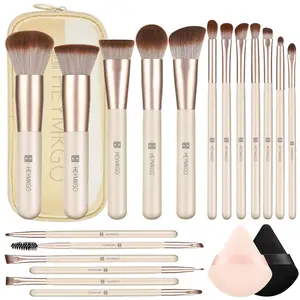 Makeup Brushes Set, 18pcs Professional makeup brushes"  with 2 Powder Puff & Travel Bag, Premium Synthetic Foundation Powder Blush Blending Face Brush Kit, Eyeshadow Set Makeup Brushes & Tools