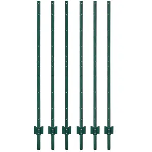 [HOT] Garvee 6 ft Metal Fence Posts U-Channel Design Heavy Duty Steel Q235 Carbon Powder-Coated Green Adjustable Tabs Garden Farm Outdoor