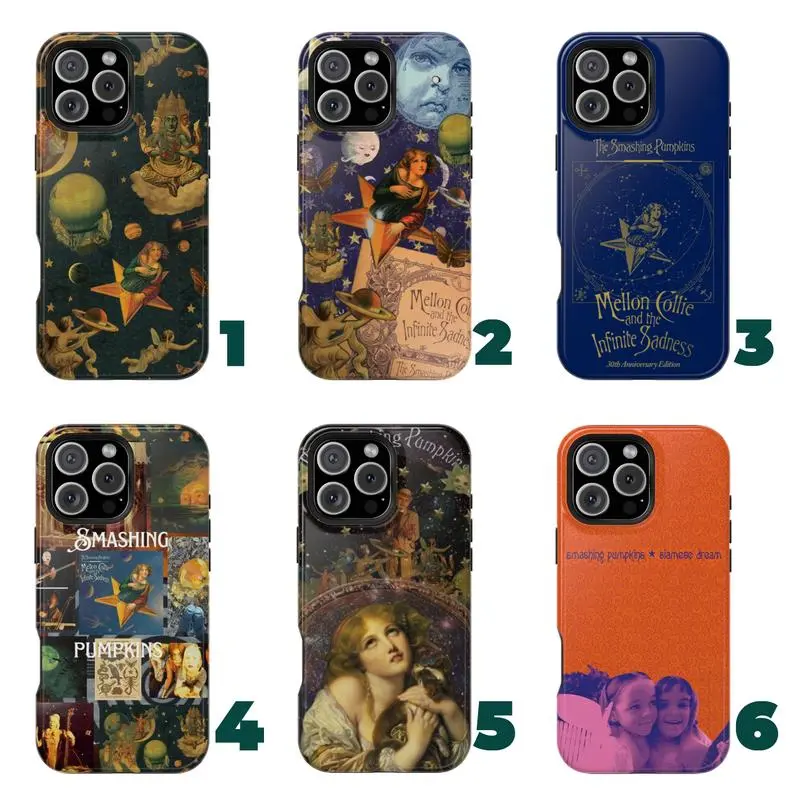 S-Smashing P-Pumpkins Phone Case 30th Anniversary  – Mellon Collie, Siamese Dream & Adore Retro 90s Rock Album Art CoverSuitable for iPhone 17-11 Pro Max/Plus and  Samsung Galaxy S23-25