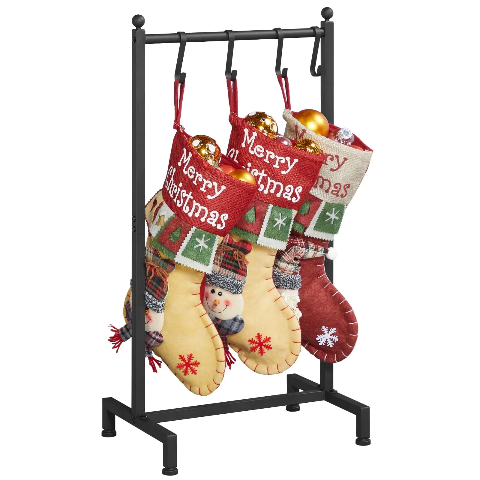 Christmas Stocking Holder Stand, Freestanding Stocking Rack, 4 Hooks
