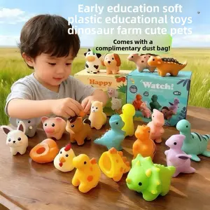 SKYQITIAN Baby bath toy set with floating rubber animals and dinosaurs. Suitable for bath time, water play, and matching games. Safe to bite, good for early childhood education and soothing water play for babies aged 6-18 months.