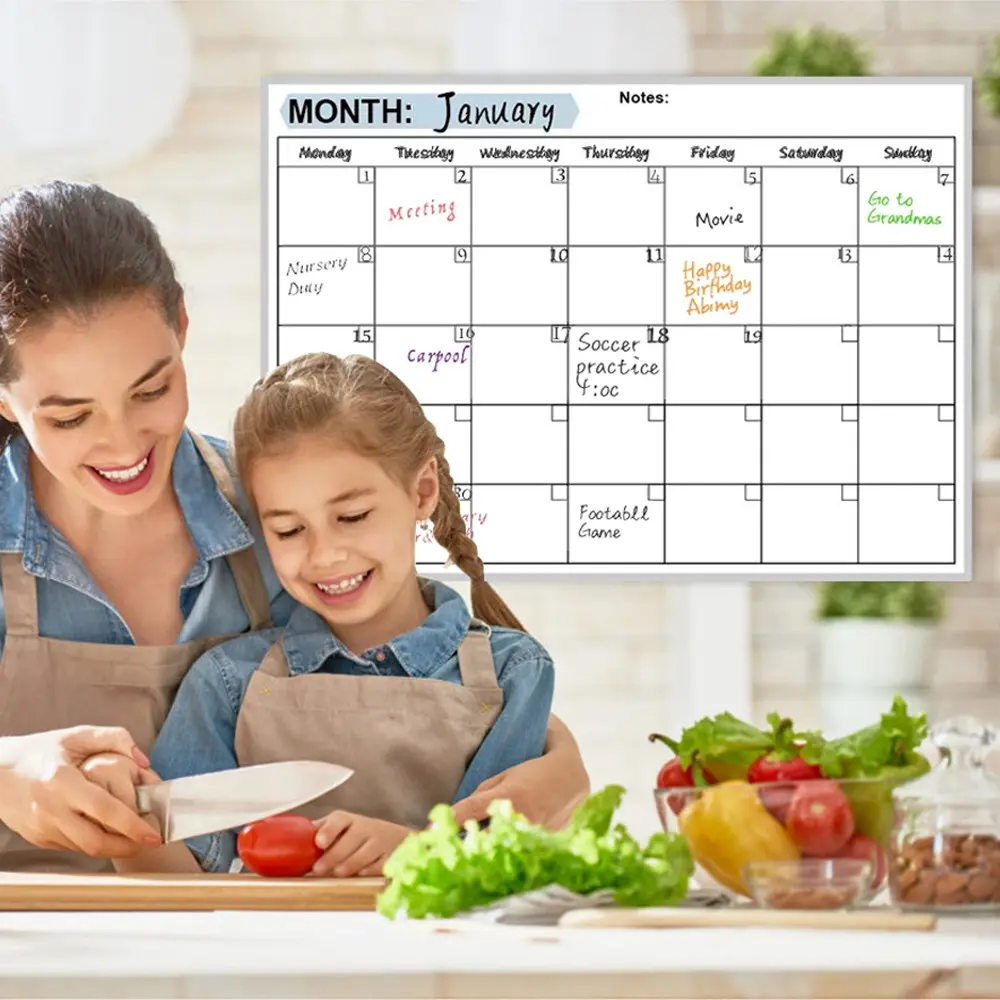 Magnetic Dry Erase Board for Refrigerator - Reusable Kitchen Message Board with Strong Magnet, Easy to Clean for Grocery Lists, Reminders & Family