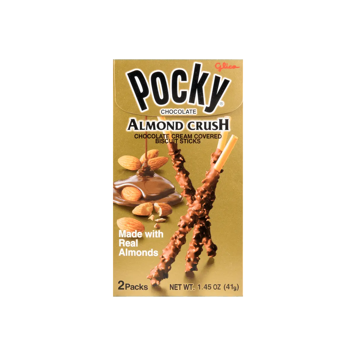 GLICO Almond Crush Pocky Chocolate Cookie Sticks, 1.45oz