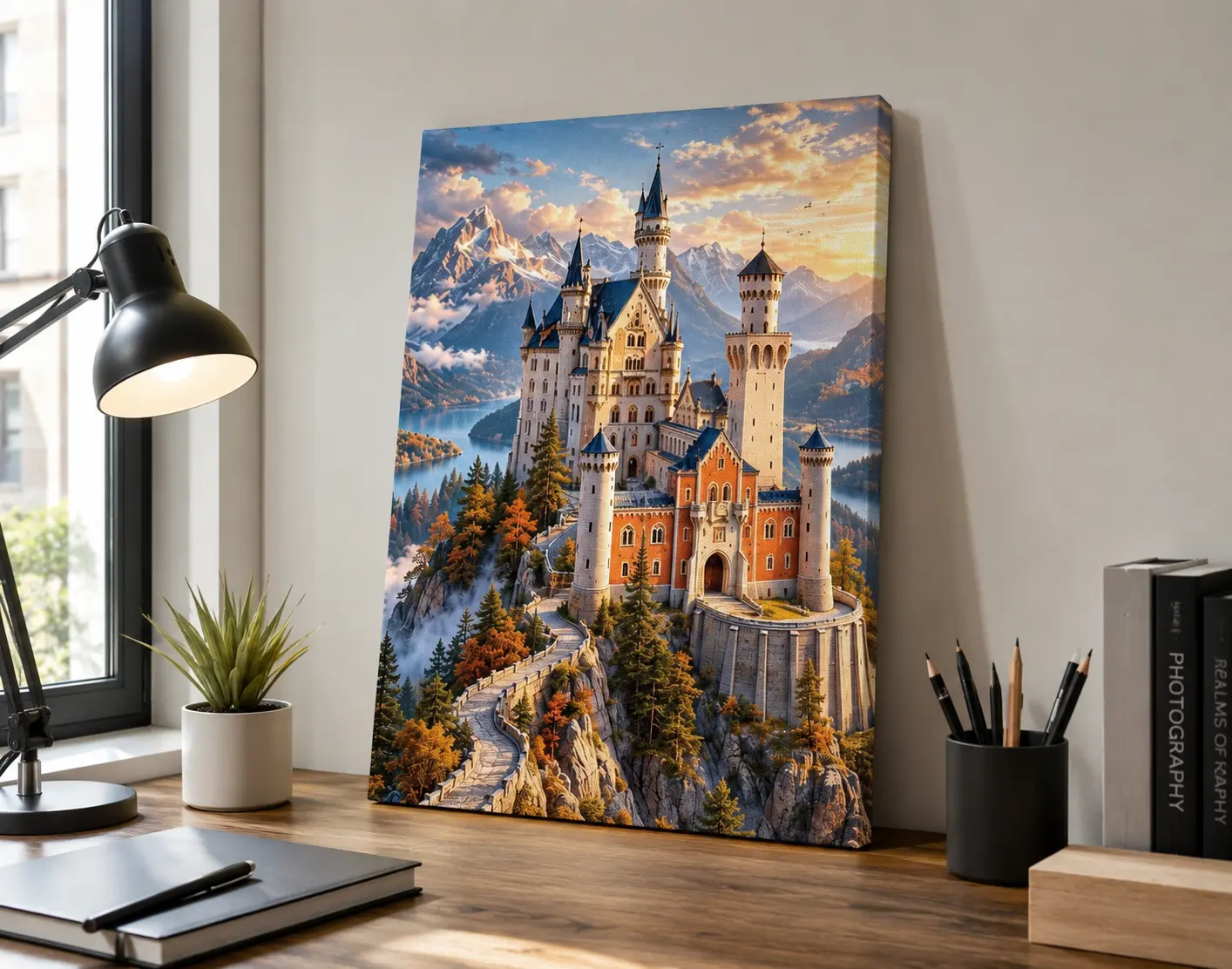 Fantasy Castle Canvas Wall Art Majestic Mountain Landscape Canvas Print Fairytale Medieval Castle Wall Decor Scenic Nature Artwork Luxury Palace Poster Dream Landscape Home Decor Living Room Bedroom Office Wall Hanging Unframed Canvas Gift