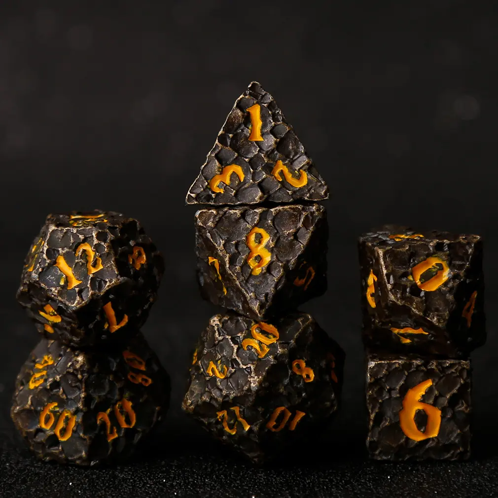 SVOPES Asteroid Metal DND Dice Set, 7-Piece Polyhedral RPG Dice for Dungeons & Dragons and Tabletop Roleplaying Games, Heavy Zinc Alloy Meteorite Inspired Dice with Collector Box