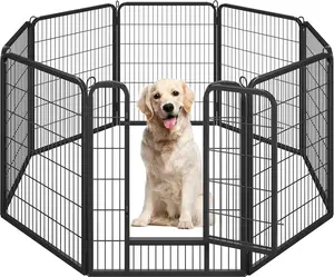 Wide Panel Dog Playpen, 8 Panels 40 Inch High Pet Pen with Gate, Portable Indoor Outdoor Fence for Medium/Large Breed Dogs