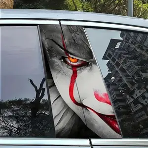 2PCS Scary Monster Pattern B-Column Car Stickers, Car Decorative Sticker, Multipurpose Car Decal, Car Decals, Car B-Column Protective Film, Durable Self-Adhesive Vinyl Stickers for Vehicles, Walls, Windows - Easy to Apply, 25 inches x 50 inches