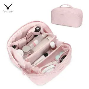 [NEW IN] HYNES EAGLE Mother’s Day Gift Travel Makeup Bag for Women – Puffy Quilted Wide‑Open Cosmetic Organizer, Water‑Repellent Toiletry & Brush Pouch, Ideal Packing & Travel Essential