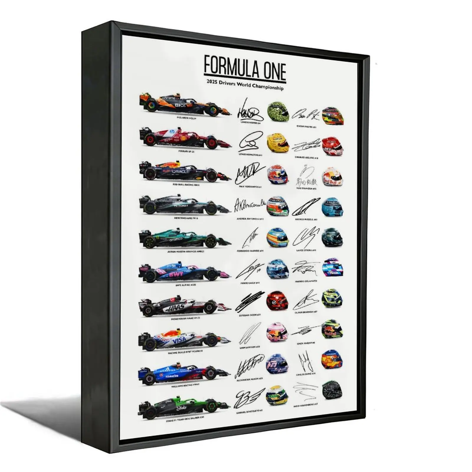 Formula 1 Driver Signature Autographed Poster Print F1 Wall Art Gift For Him F1 Poster Vintage Formula 1 Boys Room