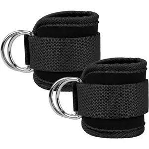 Adjustable Ankle/Wrist Straps-  gym/leg training, features D-ring cable attachments with padded resistance bands, suitable  glute kickbacks and brace support for