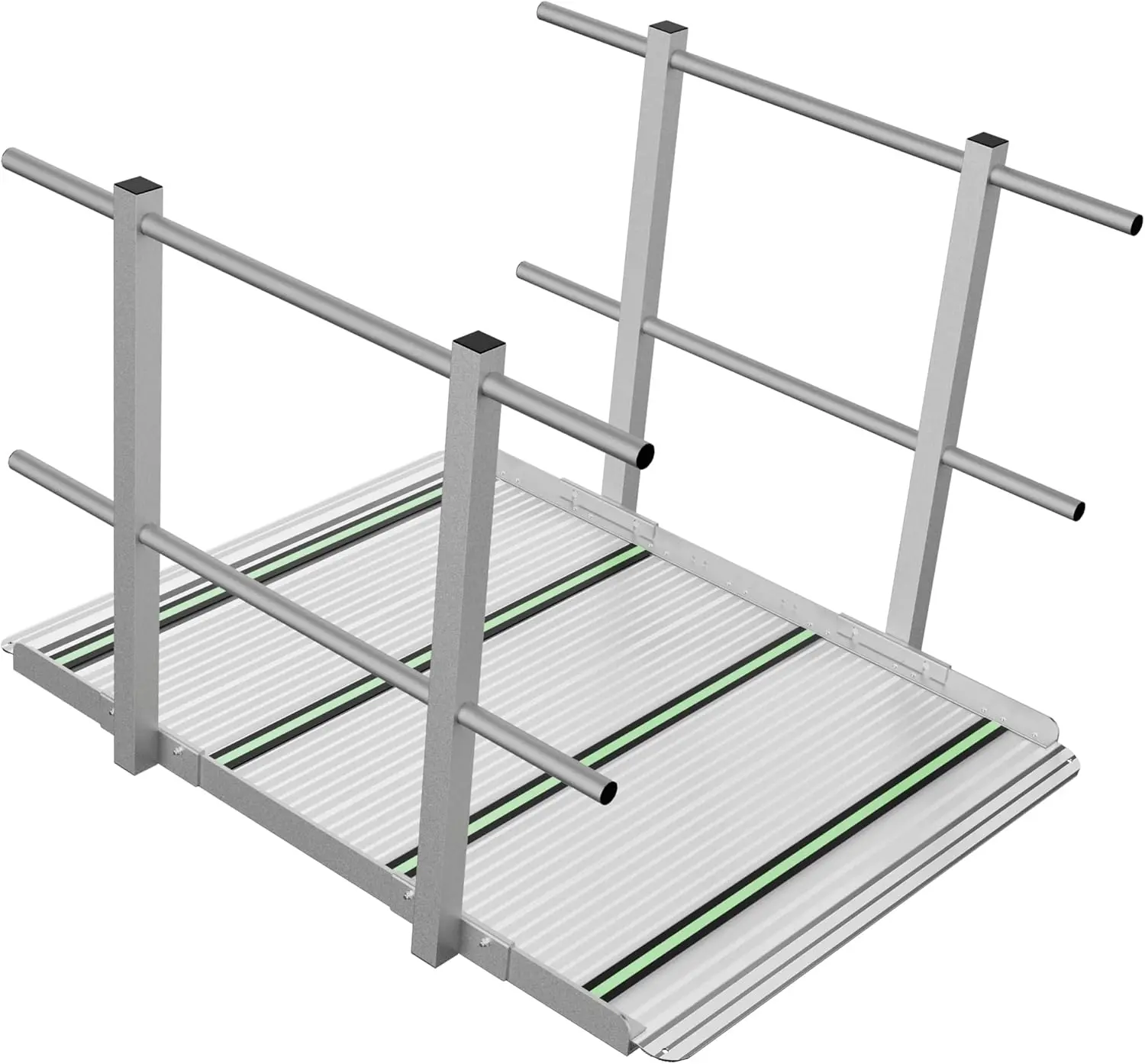 3FT Wheelchair Ramp with Handrails - 36" Extra Wide Aluminum Threshold Ramp - 800lbs Heavy Duty Capacity with Glow-in-the-Dark Reflective Strips - Non-Slip Portable Slope for Scooters & Walkers