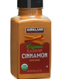 Kirkland Signature Organic Ground Saigon Cinnamon 10.7 oz USDA Certified Kosher Sweet Spicy Flavor for Baking Cooking