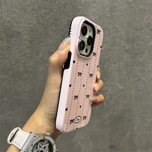 pink bow phone case for use with iPhone 17 air 16 Pro max 15 plus 14 Pro 13/12/11/X/XR/XSMAX sublimation phone case compatible with Samsung Galaxy S25 ultra S24 plus S23 FE S22/S21 creative design aesthetic Shockproof artistic