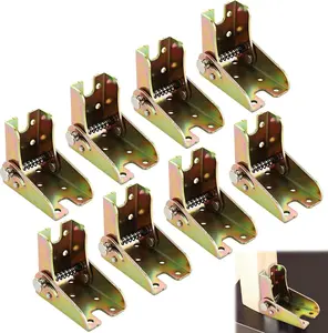 8 Pcs Self Lock Folding Hinge, 0-90 Degree Folding Leg Support Bracket, Foldable Locking Hinges for Table Legs, Bed Leg, Workbench(Gold)