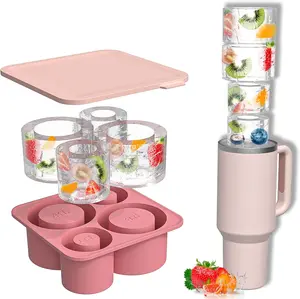 Suitable for Stanley 4-in-1 Silicone Ice Cube Tray – Multi-Size Ice Mold for Every Drink – Easy-Release, No-Spill Design – Keeps Drinks Cold Longer – BPA-Free & Durable – Pink