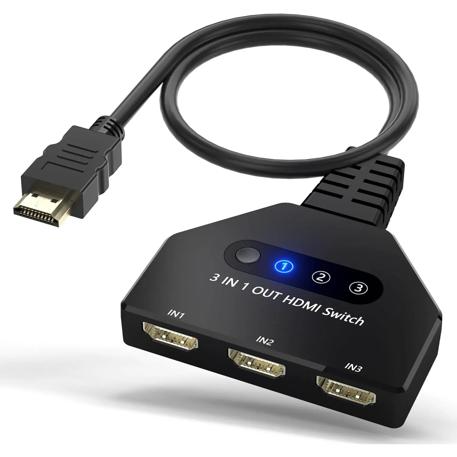 HDMI Switch 3 in 1 Out, 4K@30hz HDMI Splitter Supports Full HD 1080P 3D Compatible with Roku Fire TV Stick HDTV PS4/PS5 Xbox One Chromecast