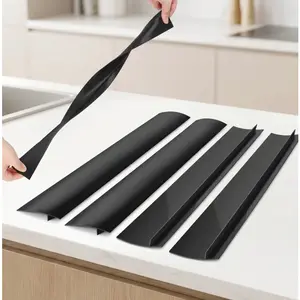 4 Pack Silicone Stove Counter Gap Covers – Heat Resistant Kitchen Stove Gap Filler, 21 Inch Black Stove Guard, Easy to Clean, Spill & Crumb Protector