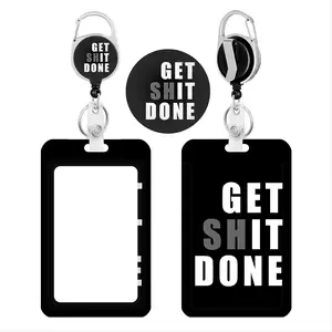 Badge Holder with Retractable Reel, Retractable Badge Holders, Funny ID Name Tag Work Badge Clip Heavy Duty Design Vertical Orientation Card Protector for Work Office Nursing Badge Reel Medical Badge Holder