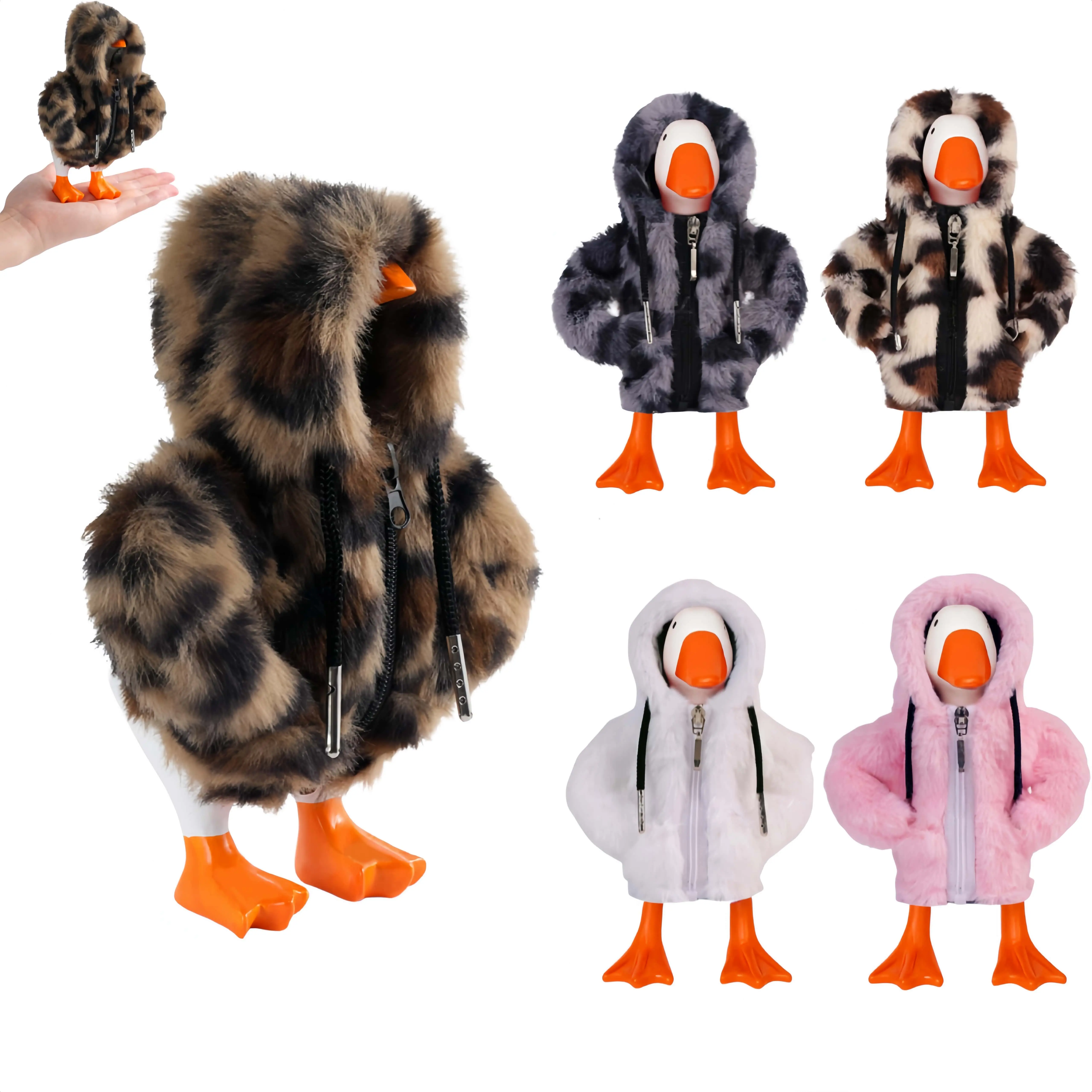 7-Inch Desk Goose Statue Cosplay Clothes - Polyester Leopard Print Zipper Hoodie for Office Holiday Dressing (Toys & Hobbies DIY Specialty Supply)