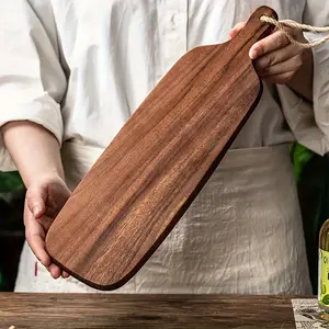 Wooden Cutting Board with Handle, Wooden Chopping Board, 1pc Creative Wooden Serving Plate, Cheese Board, Fruit Plate, Steak Plate, Kitchen Accessories for Home Dining Room Picnic
