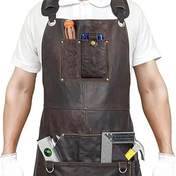 FUERI Heavy Duty Leather Tool Apron for Men - Adjustable Straps, Comfortable, Durable, Rugged Clothing, Heavy Duty Clothing, with Pocket, Ideal for Carpenters, Home Supplies Work Apron