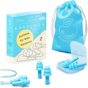 Soft Ear Plugs for Sleeping Noise Reduction, Made Silicone, Suitable for Sleeping & Swimming, Soft Reusable Earplugs for Noise Reduction, Adjustable Size for Concerts & Snoring (3 Pairs)