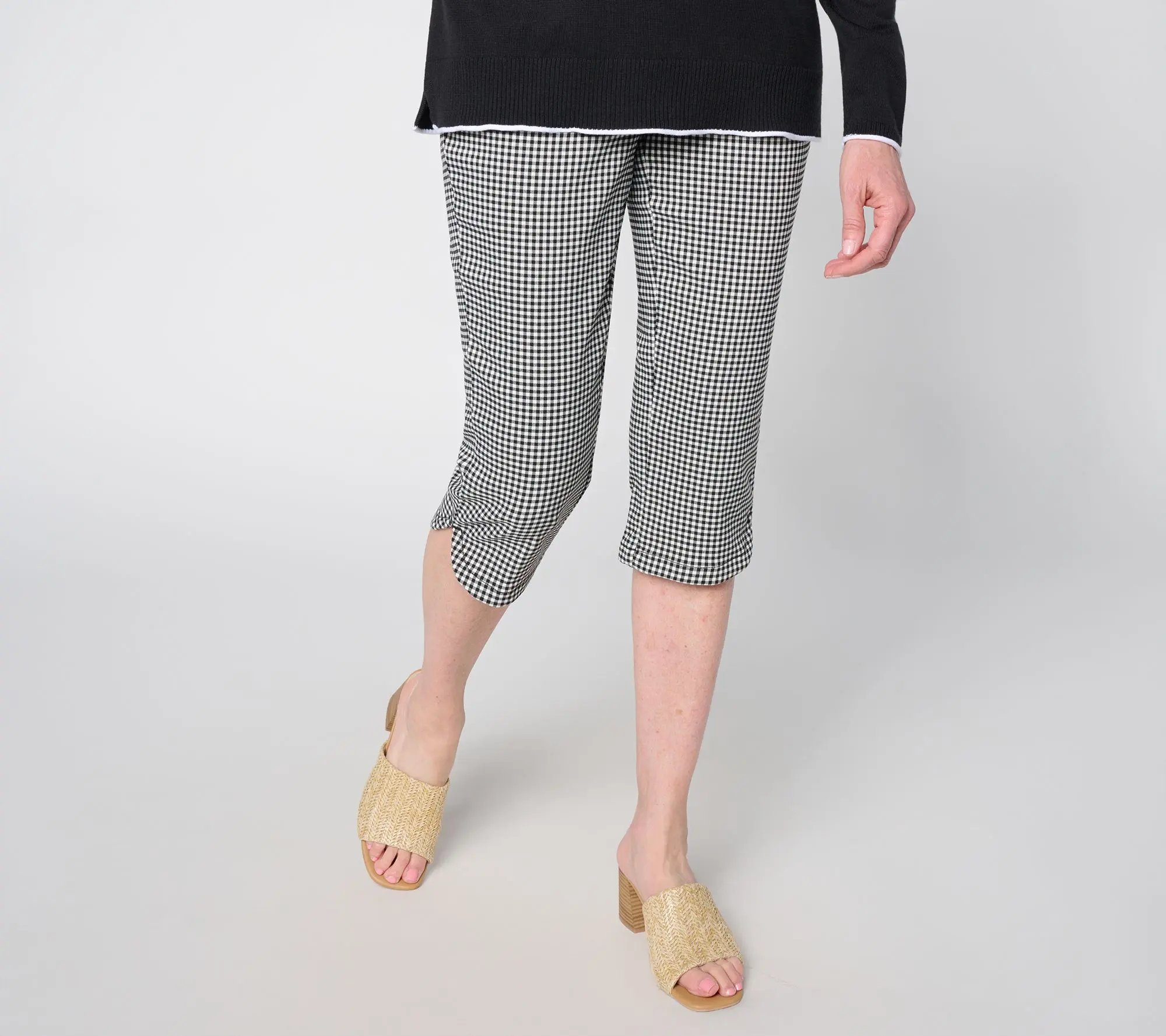 Belle by Kim Gravel Petite Gingham Capri Pant