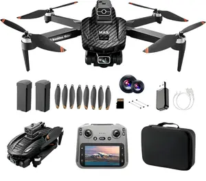 Dual-Cam GPS Drone: Features 4.5" screen remote, IR obstacle avoidance, LED lights, brushless motors & 2 batteries. Supports FPV, altitude hold, auto-return & follow-me. Lightweight & foldable, ideal for beginner outdoor rc quadcopter