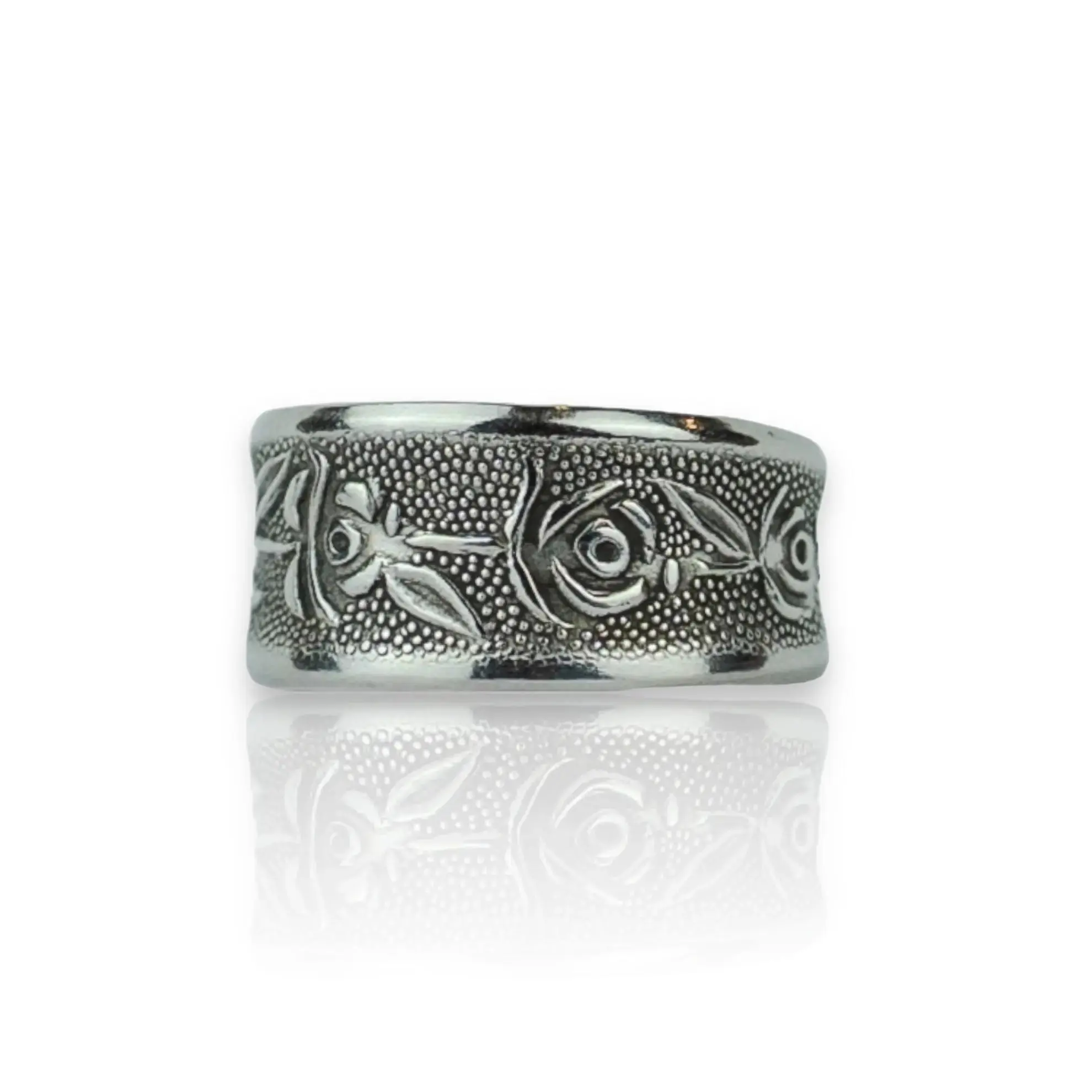 Tres Rosas - Handcrafted Stainless Steel Rose Spoon Ring