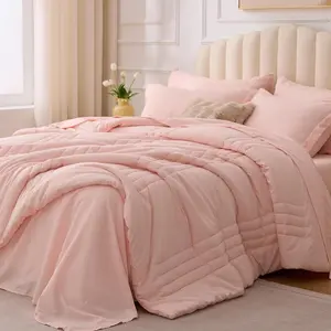 King Comforter Set Pink - Bed in a Bag King Size 7 Pieces, Soft Bedding Set for All, King Comforter Set with Comforter, Sheets, Pillowcases & Shams