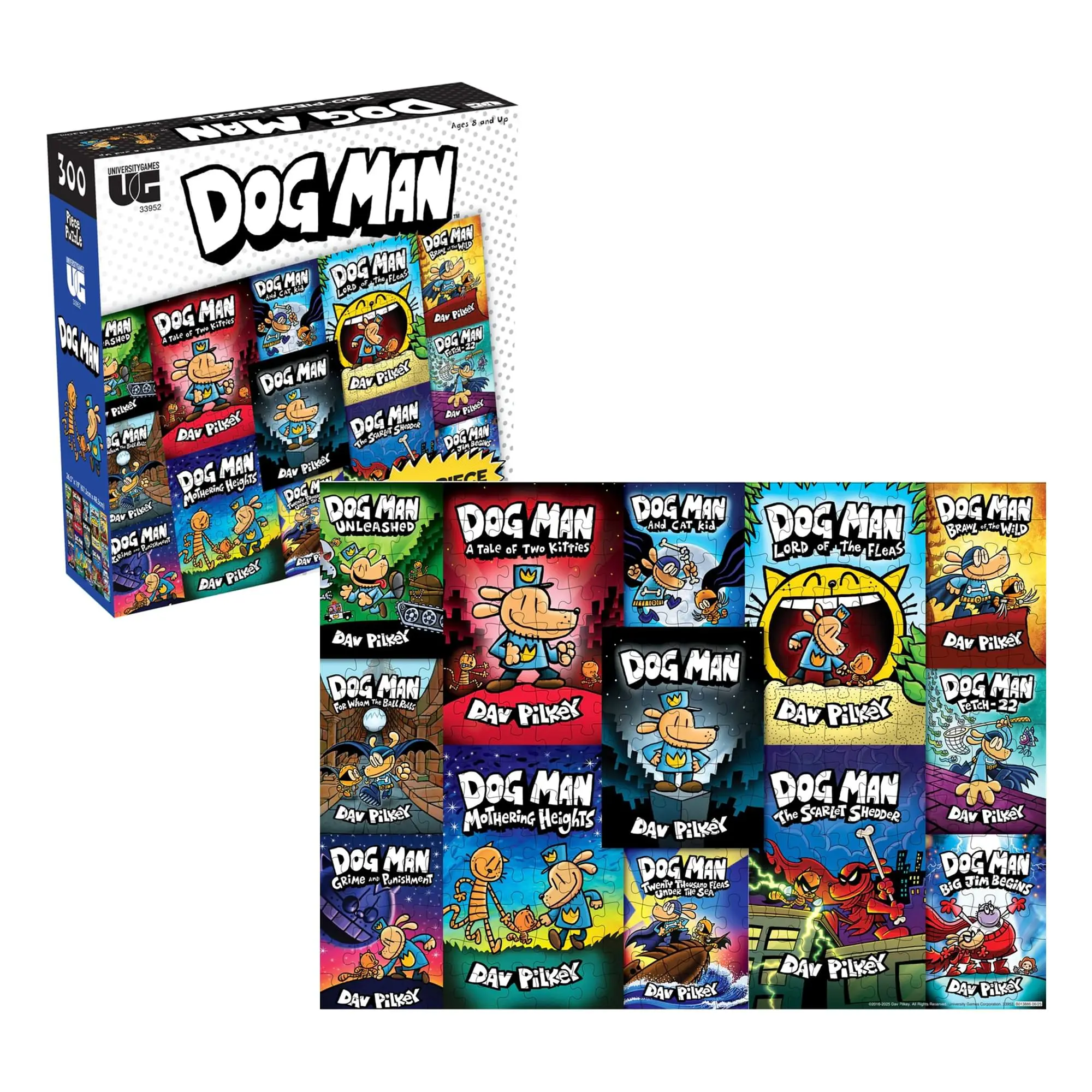 Dog Man 300-Piece Jigsaw Puzzle, Humor-Collage Design from Dav Pilkey, for Action & Adventures Fans, Fun