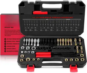 49- Thread Chaser Set, Rethread Repair Tool, UNC, UNF, & Metric Thread Repair Kit, Designed to Repair and Clean Damaged or Dirty Threads on Nuts, , and Threaded Holes