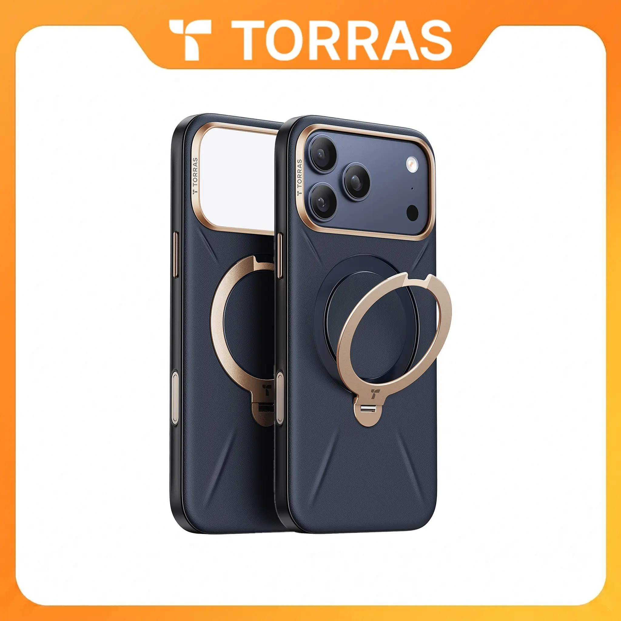 SummerVibes TORRAS Vegskin for iPhone 17 Pro Max Case with 360° Ring Stand & Protection 4-Meter Anti-Fall Shockproof Cover&Phonecase&Magesafe