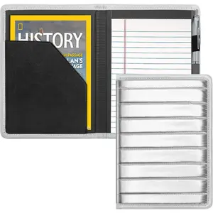 Mini 5 x 8 Padfolio Portfolio Binder, A5 Document Organizer Folder with Legal Writing Pad for Men Women, Silver