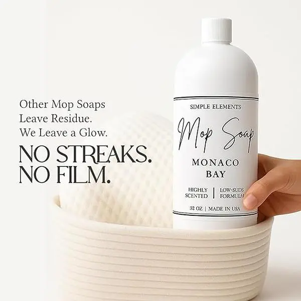 Mop Soap Highly Scented Fragrance, Long Lasting Luxury Floor Cleaner for Hardwood, Tile, Laminate & Stone, Low Suds No Residue Formula, All Mop Types, Made in USA, 32oz Monaco Bay Fragrance