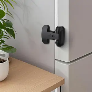2PCS Heavy Duty Protection Fridge Lock for Refrigerator Cabinets,Drawers,Child Safety Cabinet Locks,Easy Install Without Keys Black.