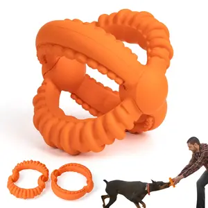 Interactive Dog Toys Detachable Dog Tug of War Toy with 2 Rings Natural Rubber Dog Chew Toys Suitable for Large Dogs for Teeth Cleaning