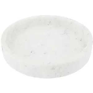 Storied Home Minimalist Round Carved Marble Tray or Charcuterie Board, White