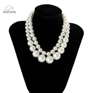 Pack of 2 Vintage Pearls Beads Necklace Clavicle Chain Stylish