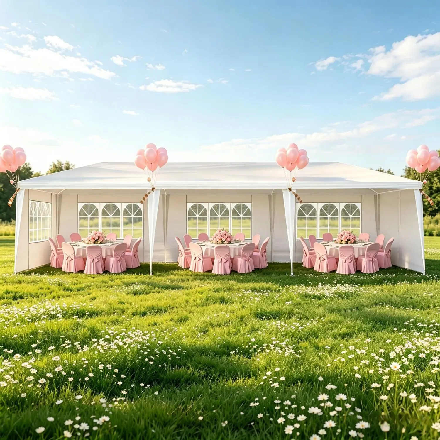 Outdoor Party Tent (10'x20'/30' Sizes, 0/5/7/8 Removable Sidewalls) - Waterproof Sunshade Canopy Patio Gazebo, 10'x20' Party Space, Ideal for Weddings/Birthdays, Includes Beach Tent Parasols, Canopies & Shade, Outdoor Parasols