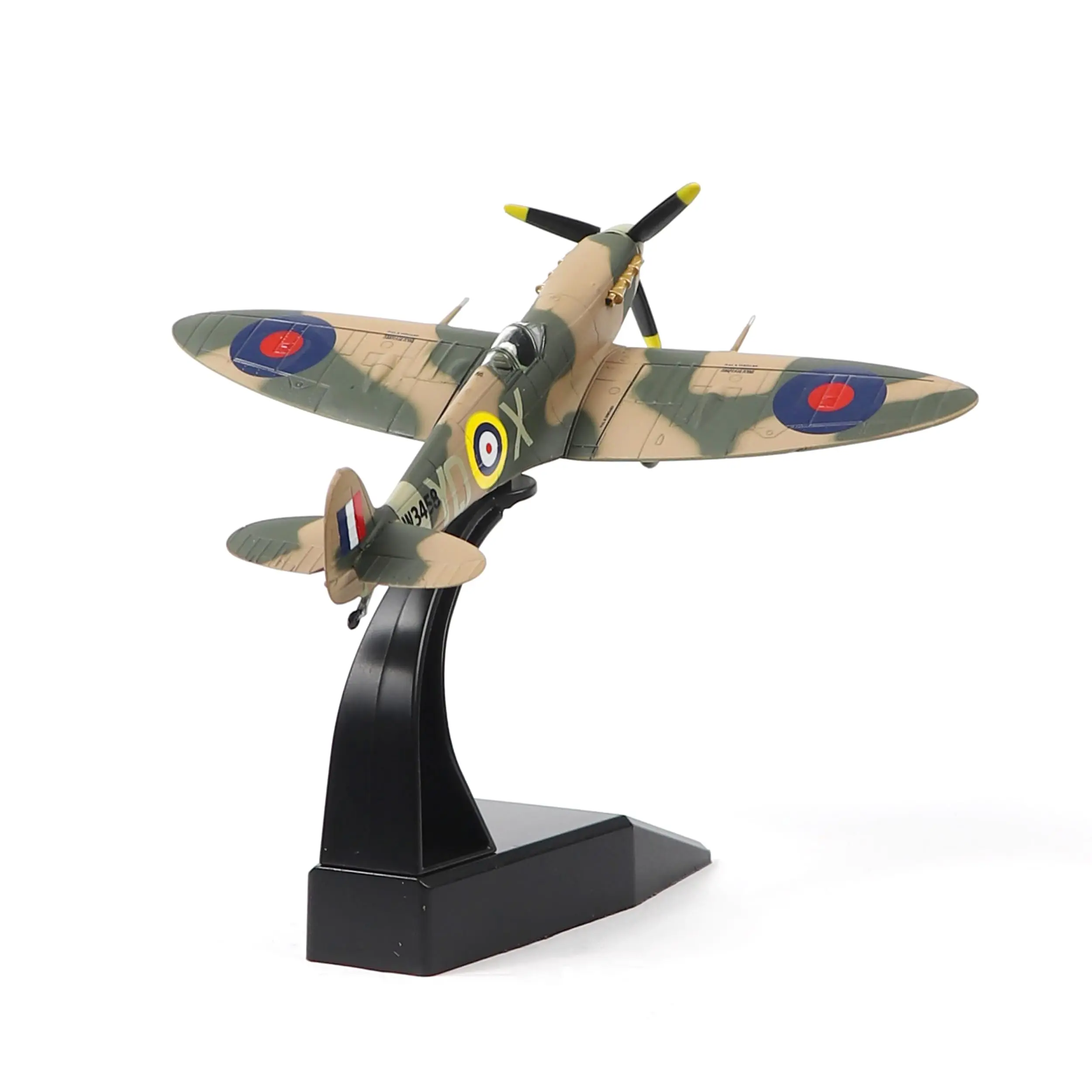 NUOTIE 1/72 Scale WWII RAF Spitfire Die-Cast Metal Fighter Plane Model, Historical Camouflage Aviation Military Collectible, 4.17x5.55x1.26 Inches Hobby Item with Metal Parts for Aircraft Enthusiasts (12 Months Warranty)
