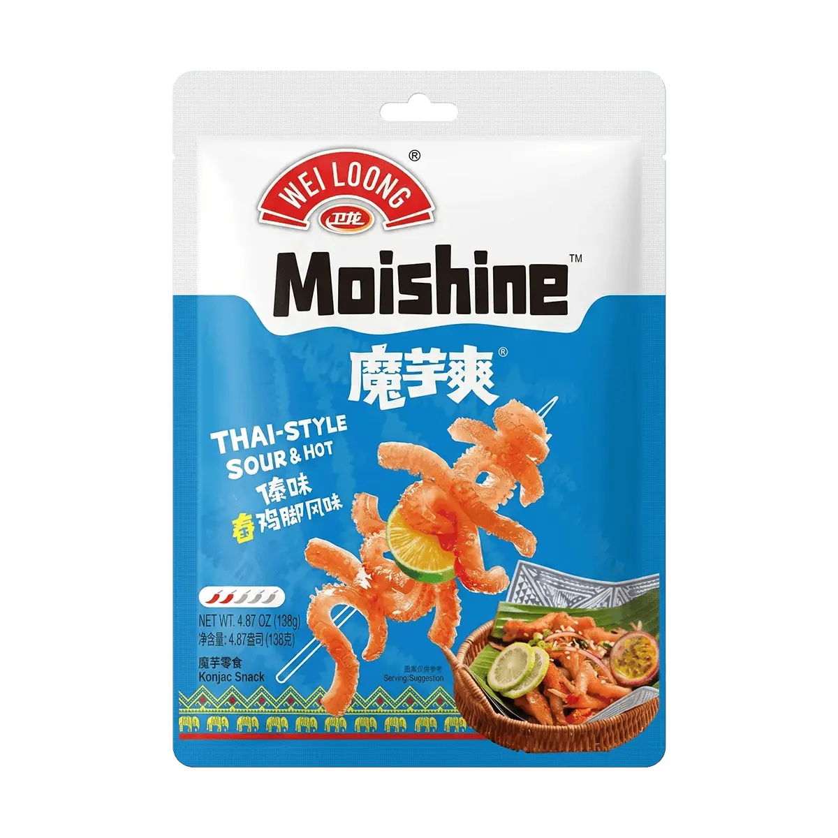 WEILONG Konjac Jelly Spicy Chicken Feet Flavor - 138g, Yunnan Style Sour & Spicy, Low Calorie Snack, Summer Must-Have